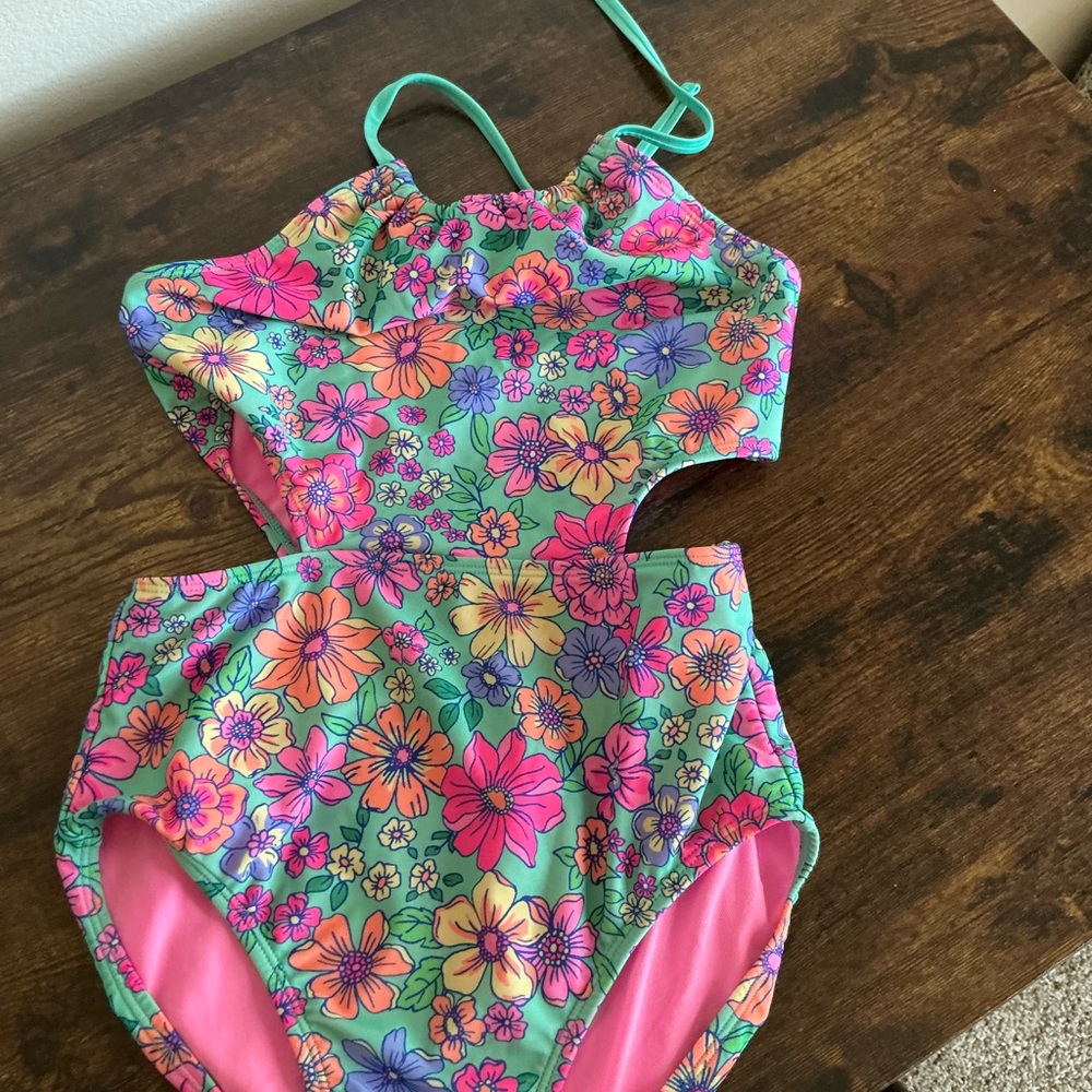 Cat & Jack Floral Swimsuit with Pink Lining